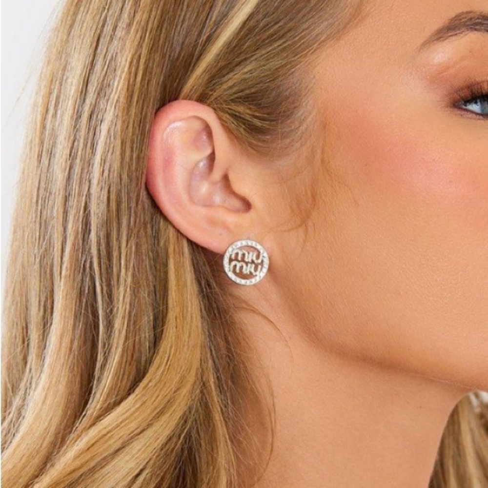 Miu Logo Stud Earrings - Picture 2 of 5